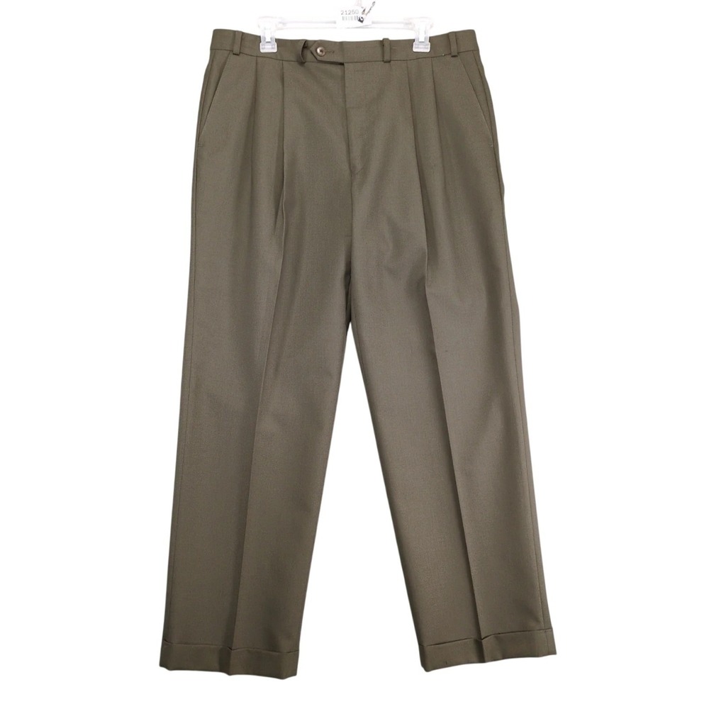 Vintage Chaps Ralph Lauren Super 100s Wool Dress Pants Mens 36x30 Pleated Cuffed